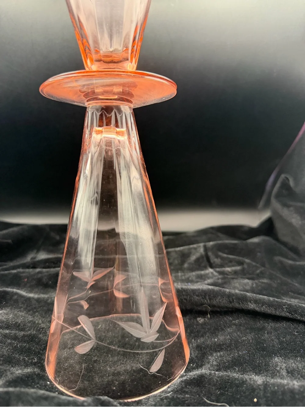 Pink Etched Depression Glass Footed Tumblers - Set of 2